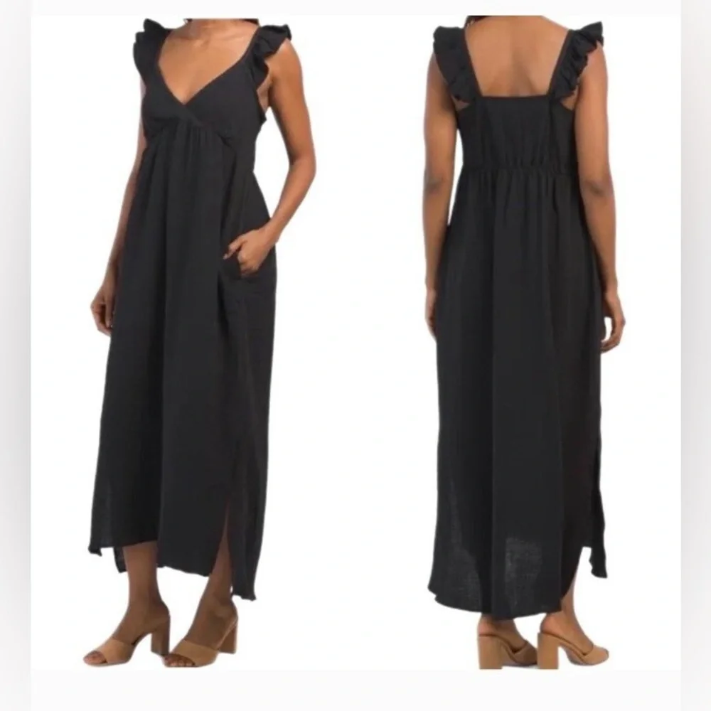 Magaschoni Organic Gauze Midi Dress in Sand Color - Size L - Picture 2 of 9